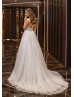 Ivory Lace Tulle Pearl Embellished Wedding Dress